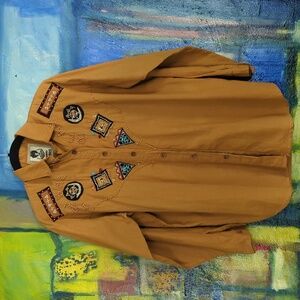 Vintage Short Circuit Tribal Beat Button Down
